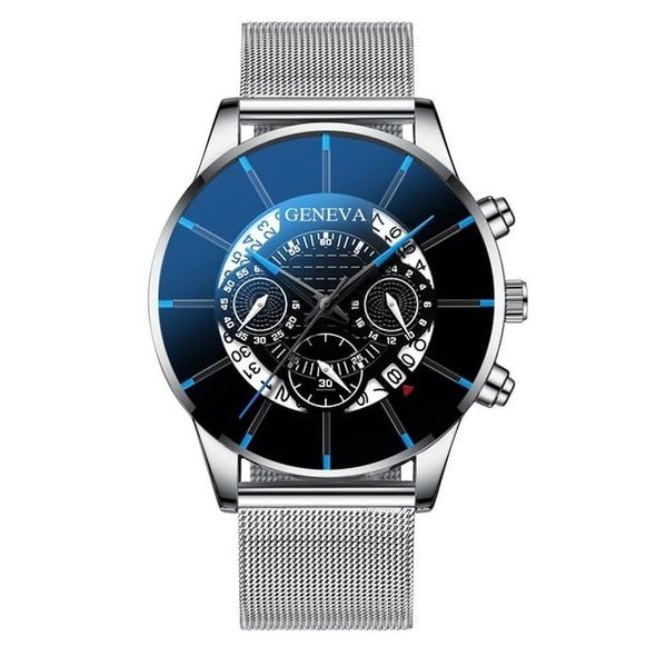 Men's Stainless Steel Calendar Quartz Sports Wristwatch