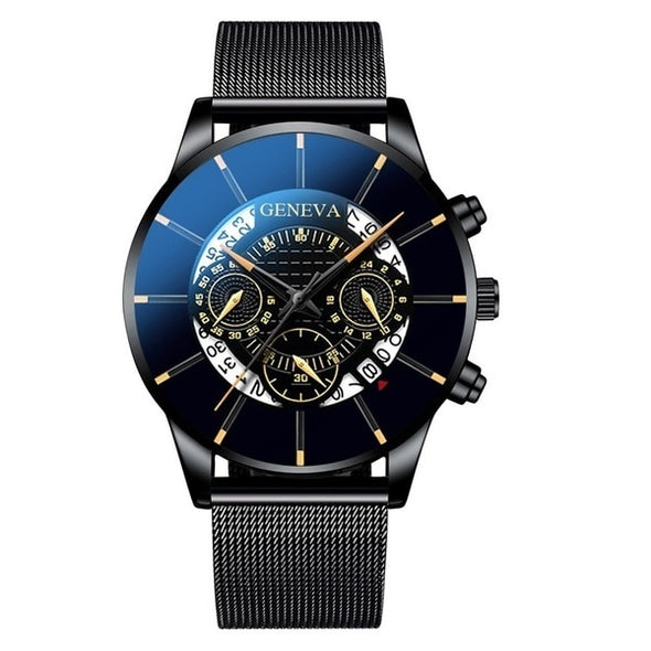 Men's Stainless Steel Calendar Quartz Sports Wristwatch