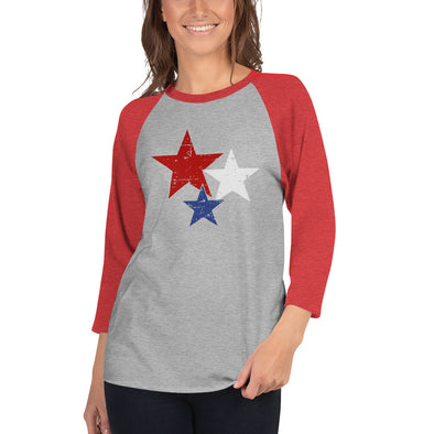 Red, White and Blue Stars 3/4 sleeve raglan shirt