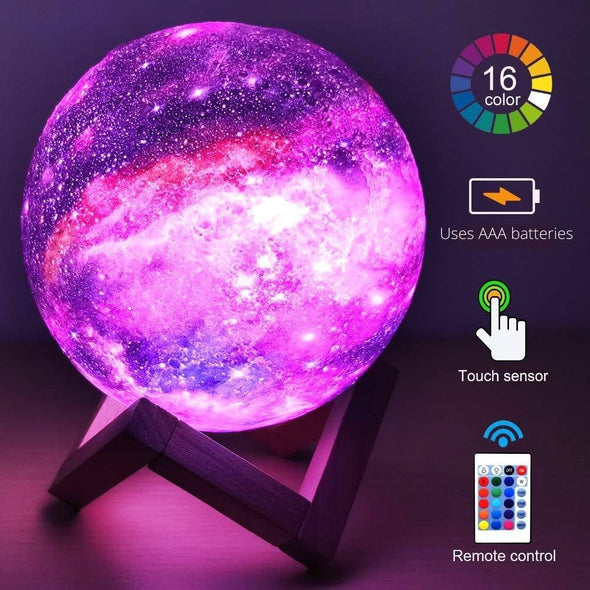 3D Printed Moon Lamp Galaxy Moon Light Kids Night Light 16 Color Change Touch and Remote Control Galaxy Light as  Gifts