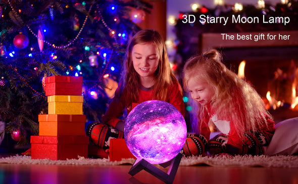 3D Printed Moon Lamp Galaxy Moon Light Kids Night Light 16 Color Change Touch and Remote Control Galaxy Light as  Gifts