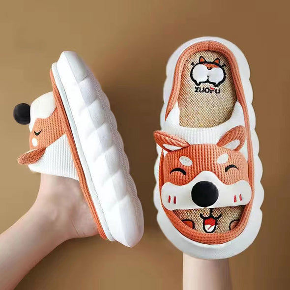 ZUOFU Trendy Designer Slippers Cute Cartoon Lovely Animals Bedroom Cotton Home Shoes Indoor Thick Sole Couples Men Women