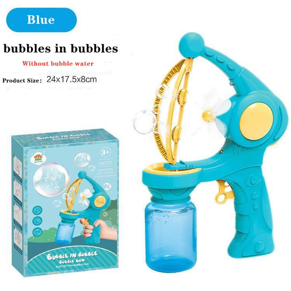 Bubble Gun Rocket 69 Holes Soap Bubbles Machine Gun Shape Automatic Blower With Light Toys For Kids Pomperos Children‘s Day Gift