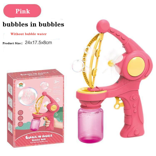 Bubble Gun Rocket 69 Holes Soap Bubbles Machine Gun Shape Automatic Blower With Light Toys For Kids Pomperos Children‘s Day Gift