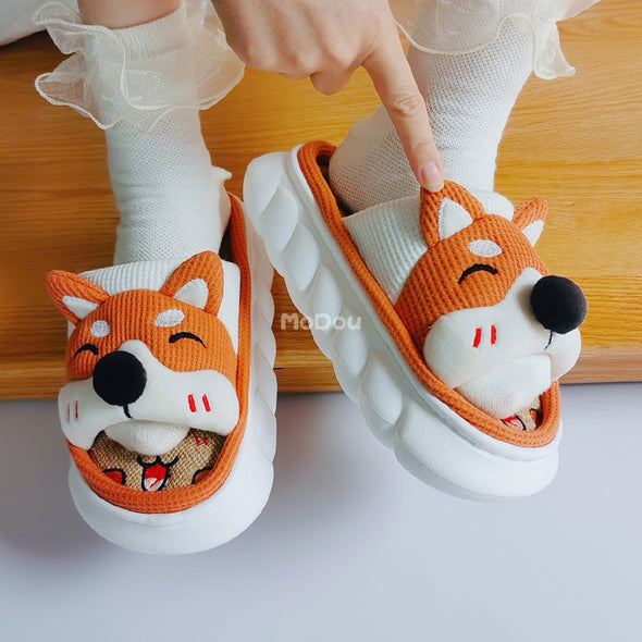 ZUOFU Trendy Designer Slippers Cute Cartoon Lovely Animals Bedroom Cotton Home Shoes Indoor Thick Sole Couples Men Women