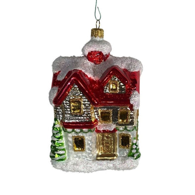 Winter House Christmas Tree Bulb Ornament Hand Made in Poland