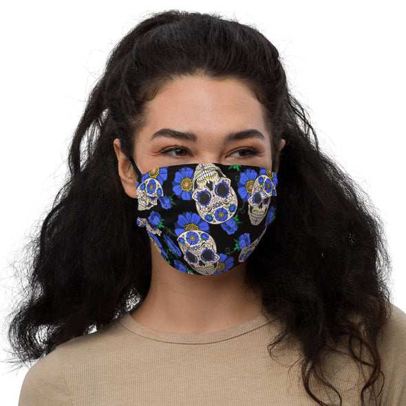 Sugar Skull Blue Premium face mask