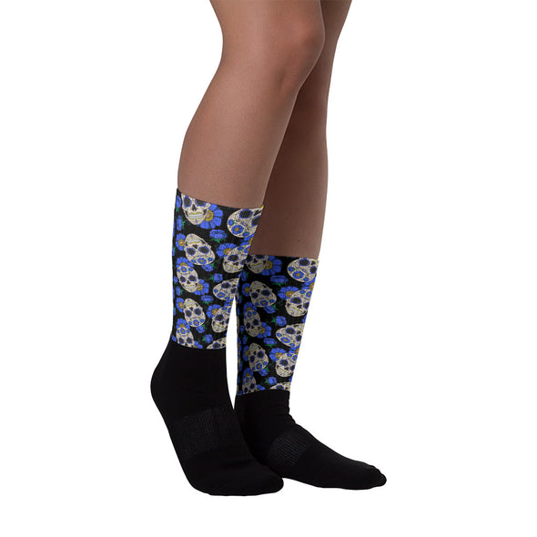 Sugar Skull Blue Socks