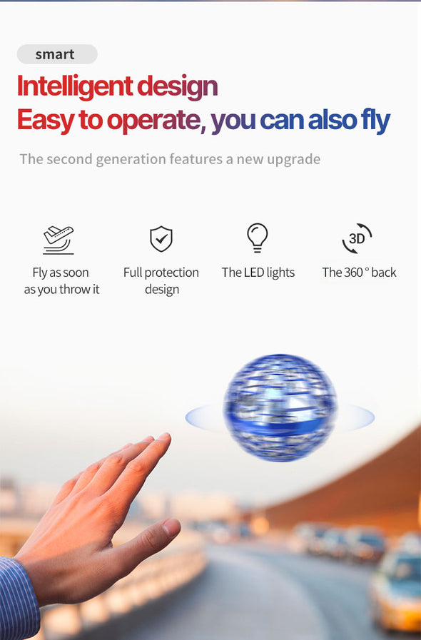 Flynova Pro Flying Ball Spinner Toy  Hand Controlled Drone Helicopter 360 Rotating Mini UFO With Light Kids Gifts