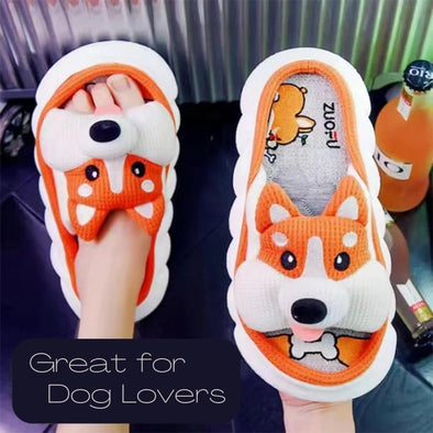 ZUOFU Trendy Designer Slippers Cute Cartoon Lovely Animals Bedroom Cotton Home Shoes Indoor Thick Sole Couples Men Women