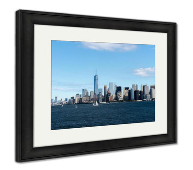 Framed Print, New York City Manhattan Skyline One World Trade Center Tower