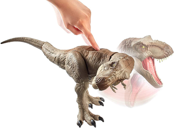 Jurassic World BITE 'N FIGHT Tyrannosaurus Rex in Larger Size with Realistic Sculpting, Articulation and Dual-Button Activation for Tail Strike and Head Strikes, Ages 4 and Older