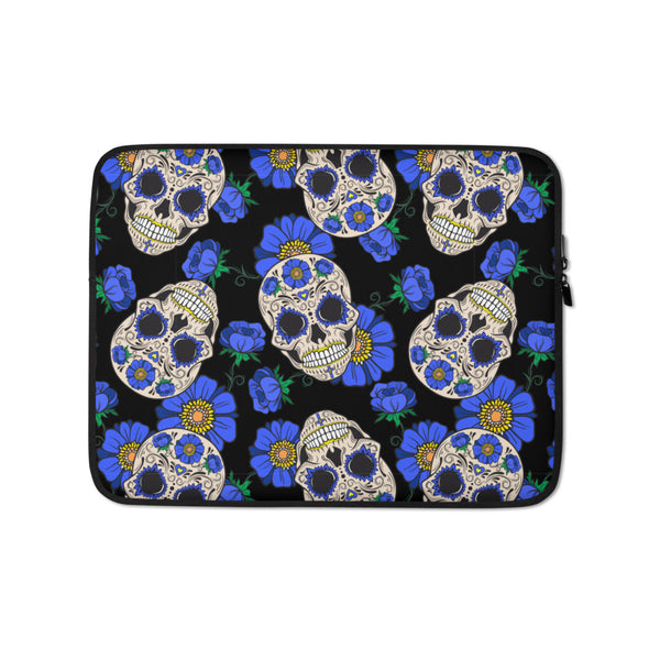 Sugar Skull Blue Laptop Sleeve
