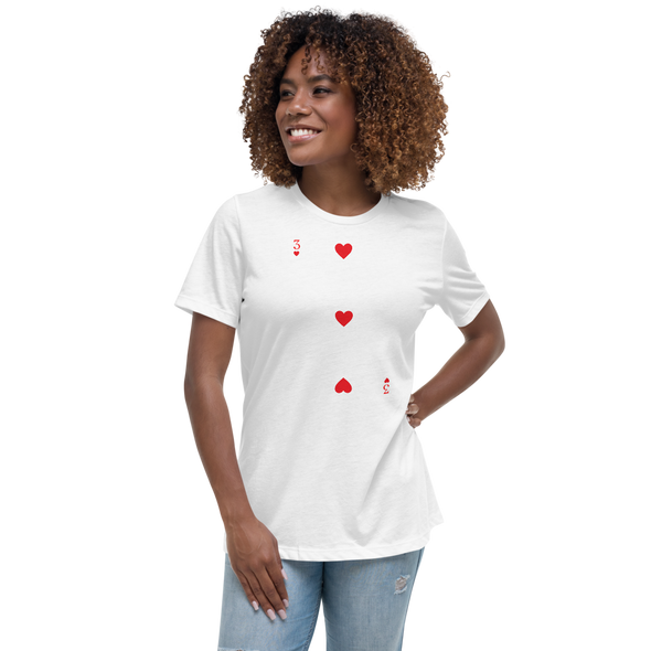 3 OF HEARTS Women's Relaxed T-Shirt | Short-Sleeve Printed T-Shirt |