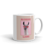 llama wearing rose colored heart shaped glasses on coffee mug that says NO DRAMA LLAMA