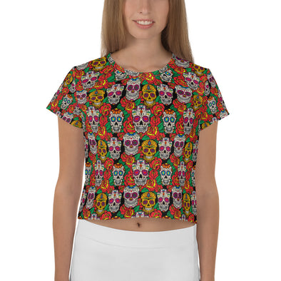 SUGAR SKULL All-Over Print Crop Tee
