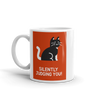 coffee mug with cat on orange background says SILENTLY JUDGING YOU