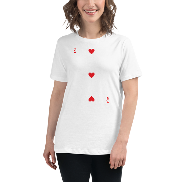 3 OF HEARTS Women's Relaxed T-Shirt | Short-Sleeve Printed T-Shirt |