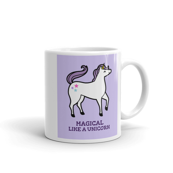 UNICORN ON PURPLE BACKGROUND READS MAGICAL LIKE A UNICORN