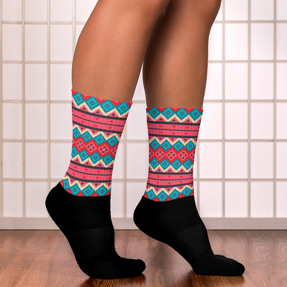 PINK AND BLUE PATTERN Socks