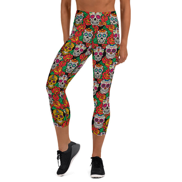 SUGAR SKULL Yoga Capri Leggings