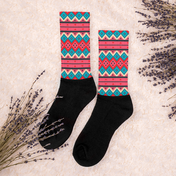 PINK AND BLUE PATTERN Socks