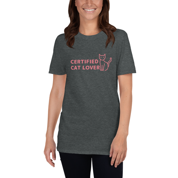 CERTIFIED CAT LOVER Short-Sleeve Unisex T-Shirt | Round Neck T-Shirt | CAT print T-Shirt | Short-Sleeve T-Shirt |