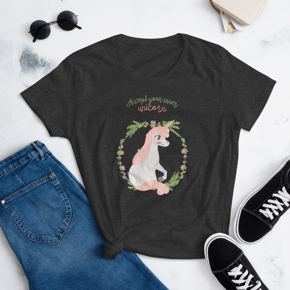 ACCEPT YOUR INNER UNICORN Women's short sleeve t-shirt