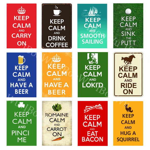 30x20cm Keep Calm and Carry On Metal Tin Sign Plate | Tin Sign Wall Plaque | Sign Metal Wall Art |