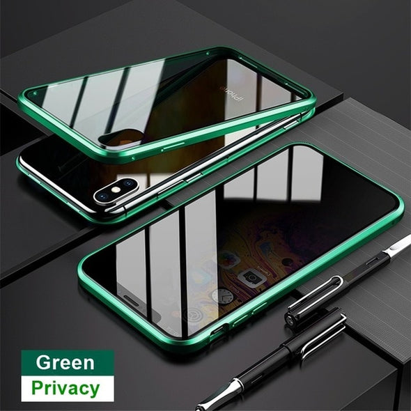 Magnet Anti spy Case | Magnetic Tempered Glass Case | Metal Phone Case | Protective Cover | Cover For Iphone|