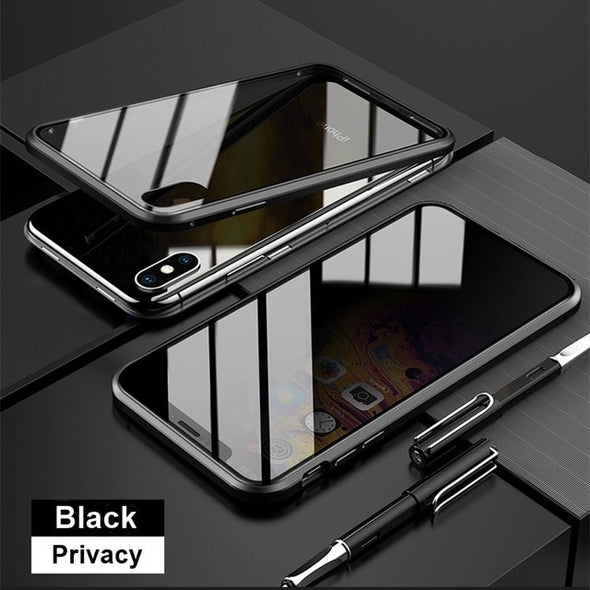 Magnet Anti spy Case | Magnetic Tempered Glass Case | Metal Phone Case | Protective Cover | Cover For Iphone|