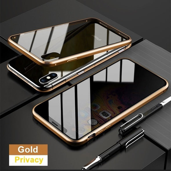 Magnet Anti spy Case | Magnetic Tempered Glass Case | Metal Phone Case | Protective Cover | Cover For Iphone|