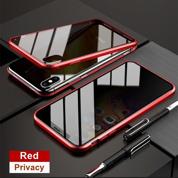Magnet Anti spy Case | Magnetic Tempered Glass Case | Metal Phone Case | Protective Cover | Cover For Iphone|