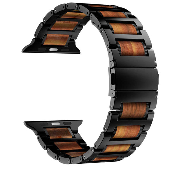 Apple Watch Band made of Natural Wood and Stainless Steel for all Apple iWatch Series (1-5)