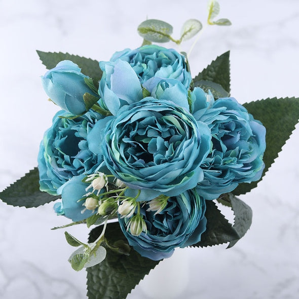 30cm Rose Pink Silk Peony Artificial Flowers Bouquet