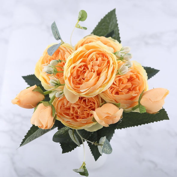 30cm Rose Pink Silk Peony Artificial Flowers Bouquet