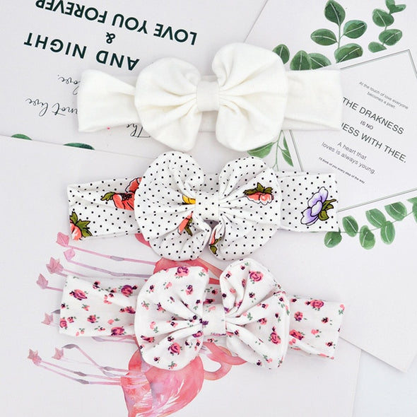 3 Pcs/Set Floral Bows Baby Headband Dot Bowknot Baby Girl Headbands