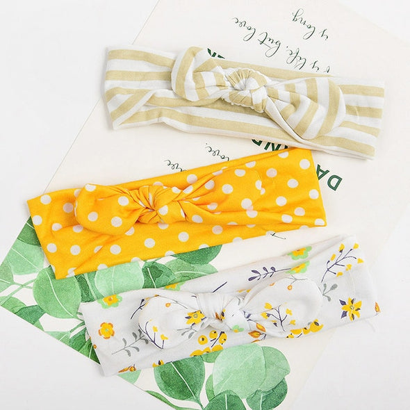 3 Pcs/Set Floral Bows Baby Headband Dot Bowknot Baby Girl Headbands