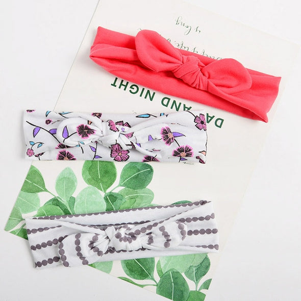 3 Pcs/Set Floral Bows Baby Headband Dot Bowknot Baby Girl Headbands