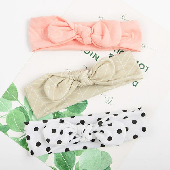 3 Pcs/Set Floral Bows Baby Headband Dot Bowknot Baby Girl Headbands