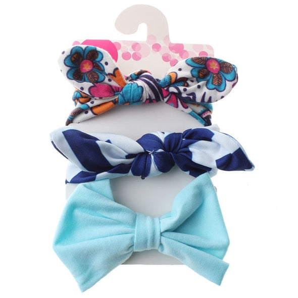 3 Pcs/Set Floral Bows Baby Headband Dot Bowknot Baby Girl Headbands