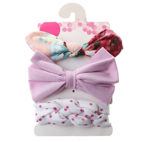 3 Pcs/Set Floral Bows Baby Headband Dot Bowknot Baby Girl Headbands