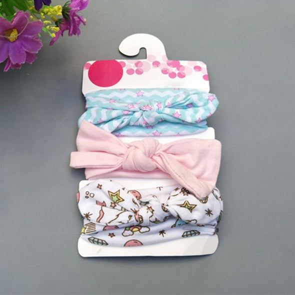 3 Pcs/Set Floral Bows Baby Headband Dot Bowknot Baby Girl Headbands