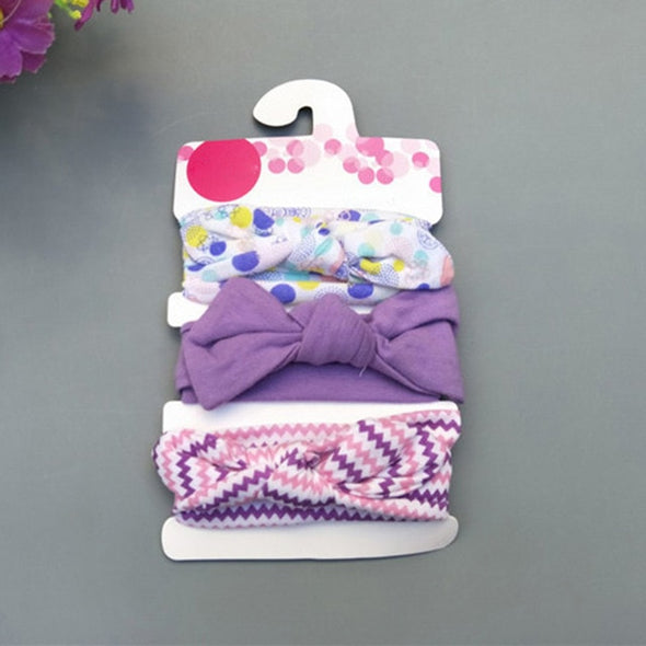 3 Pcs/Set Floral Bows Baby Headband Dot Bowknot Baby Girl Headbands