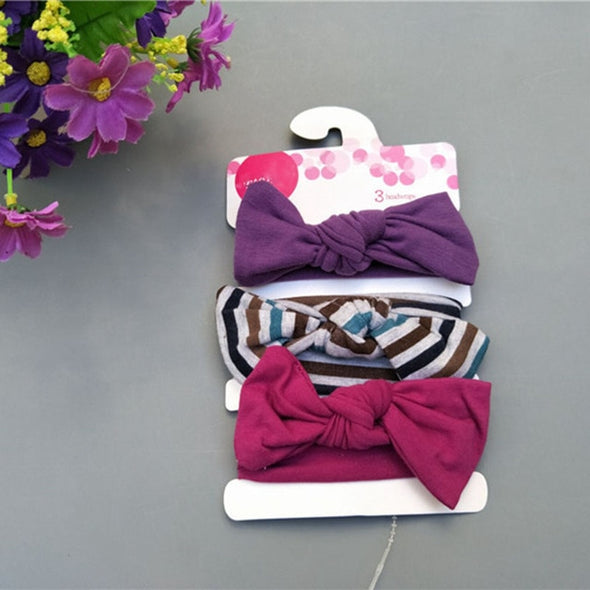 3 Pcs/Set Floral Bows Baby Headband Dot Bowknot Baby Girl Headbands