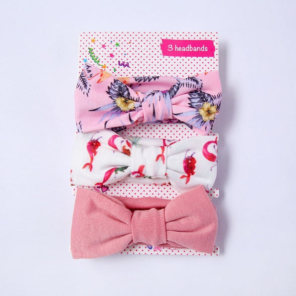 3 Pcs/Set Floral Bows Baby Headband Dot Bowknot Baby Girl Headbands