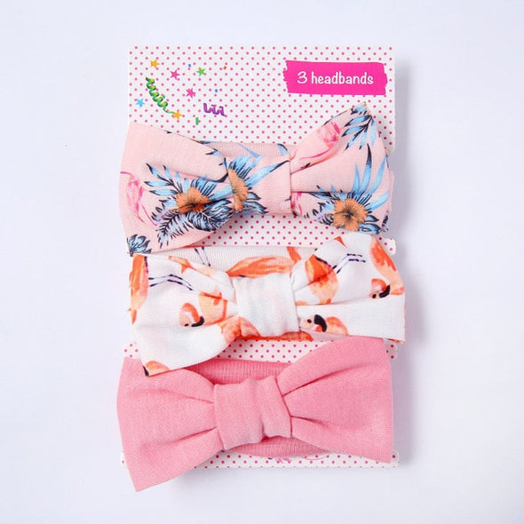 3 Pcs/Set Floral Bows Baby Headband Dot Bowknot Baby Girl Headbands