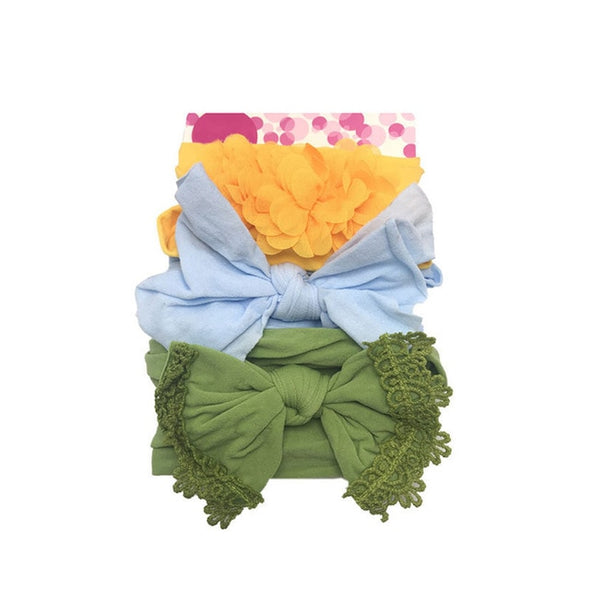3 Pcs/Set Floral Bows Baby Headband Dot Bowknot Baby Girl Headbands