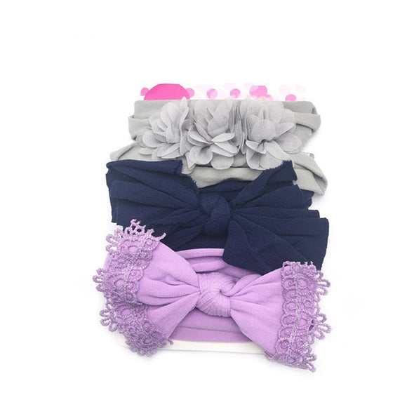 3 Pcs/Set Floral Bows Baby Headband Dot Bowknot Baby Girl Headbands