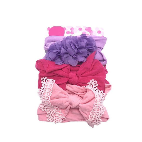 3 Pcs/Set Floral Bows Baby Headband Dot Bowknot Baby Girl Headbands